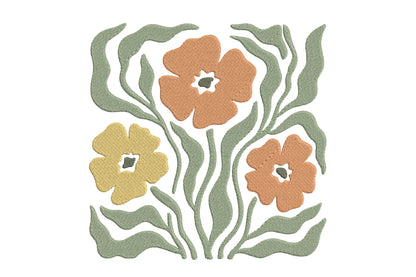 Poppy Flowers Embroidery Design – Beautiful Poppy Flower Machine Embroidery Pattern, Elegant Floral Embroidery Design