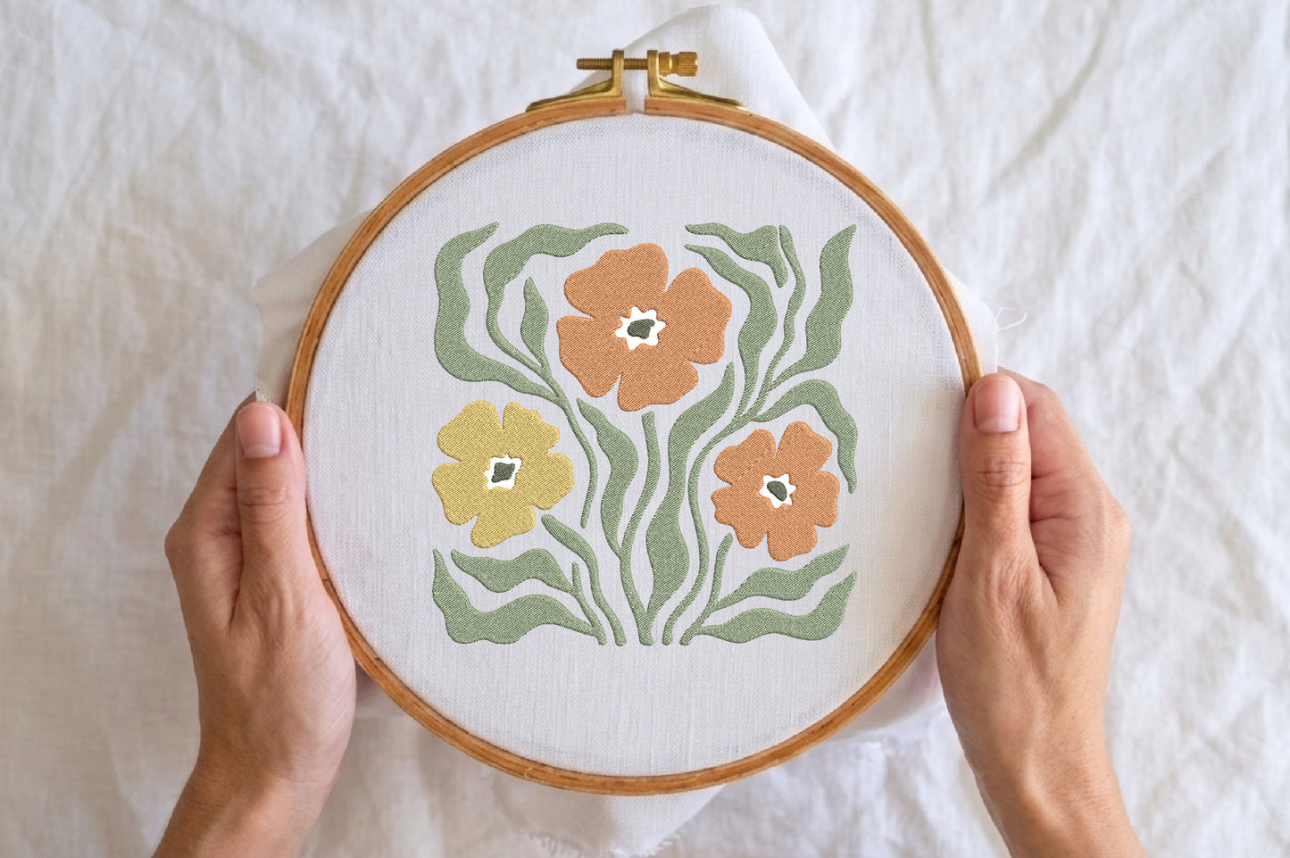 Poppy Flowers Embroidery Design – Beautiful Poppy Flower Machine Embroidery Pattern, Elegant Floral Embroidery Design