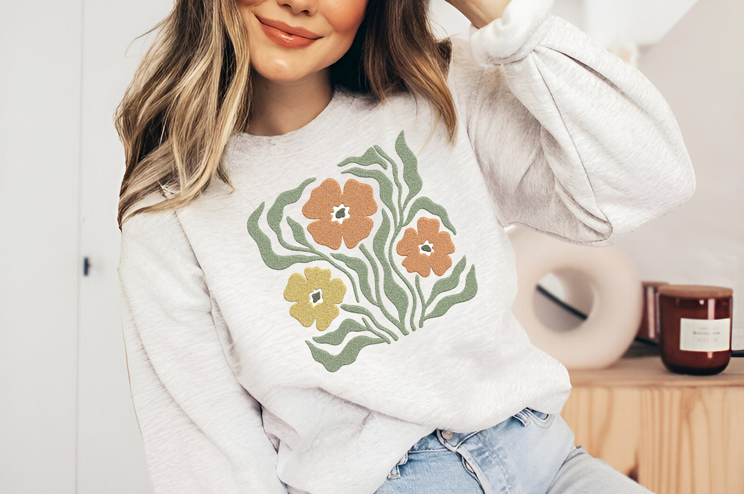Poppy Flowers Embroidery Design – Beautiful Poppy Flower Machine Embroidery Pattern, Elegant Floral Embroidery Design