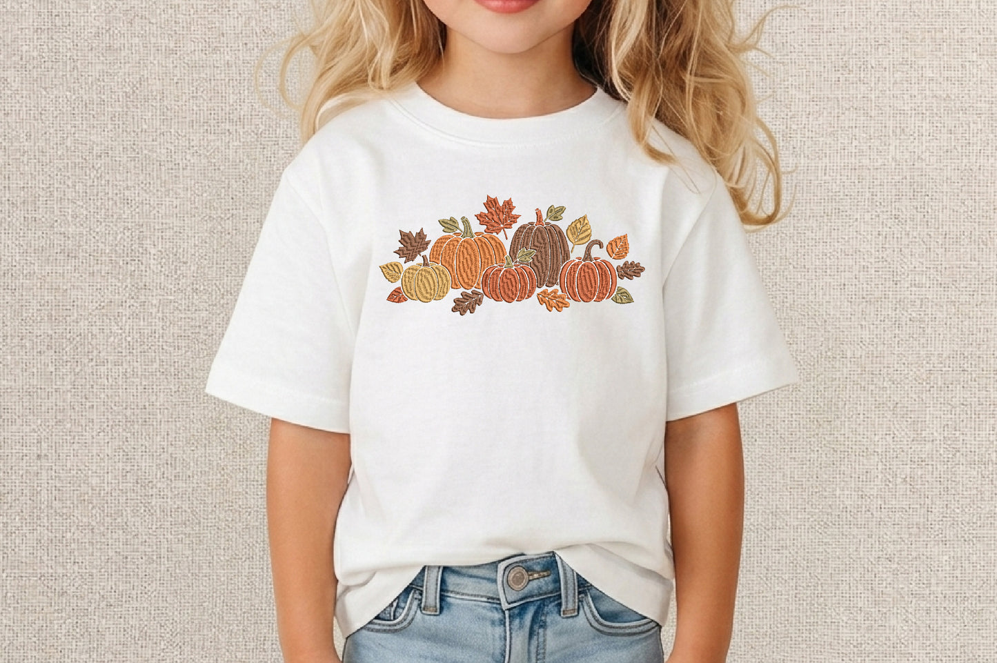 Pumpkins and Fall Leaves Embroidery Design – Beautiful Autumn Machine Embroidery Pattern, Pumpkin & Fall Leaf Embroidery Design