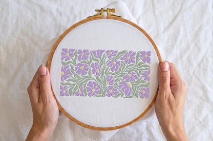Purple Petals Embroidery Design – Beautiful Purple Flower Petal Machine Embroidery Pattern, Elegant Floral Embroidery Design