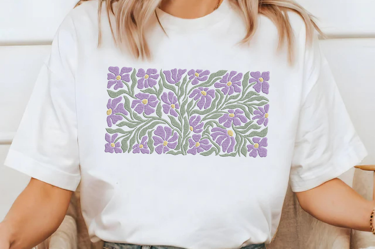 Purple Petals Embroidery Design – Beautiful Purple Flower Petal Machine Embroidery Pattern, Elegant Floral Embroidery Design