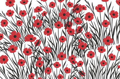 Red Wildflowers Embroidery Design – Beautiful Red Wildflower Machine Embroidery Pattern, Elegant Floral Botanical Embroidery Design