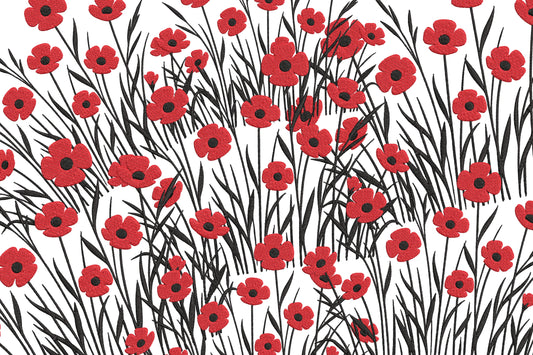 Red Wildflowers Embroidery Design – Beautiful Red Wildflower Machine Embroidery Pattern, Elegant Floral Botanical Embroidery Design