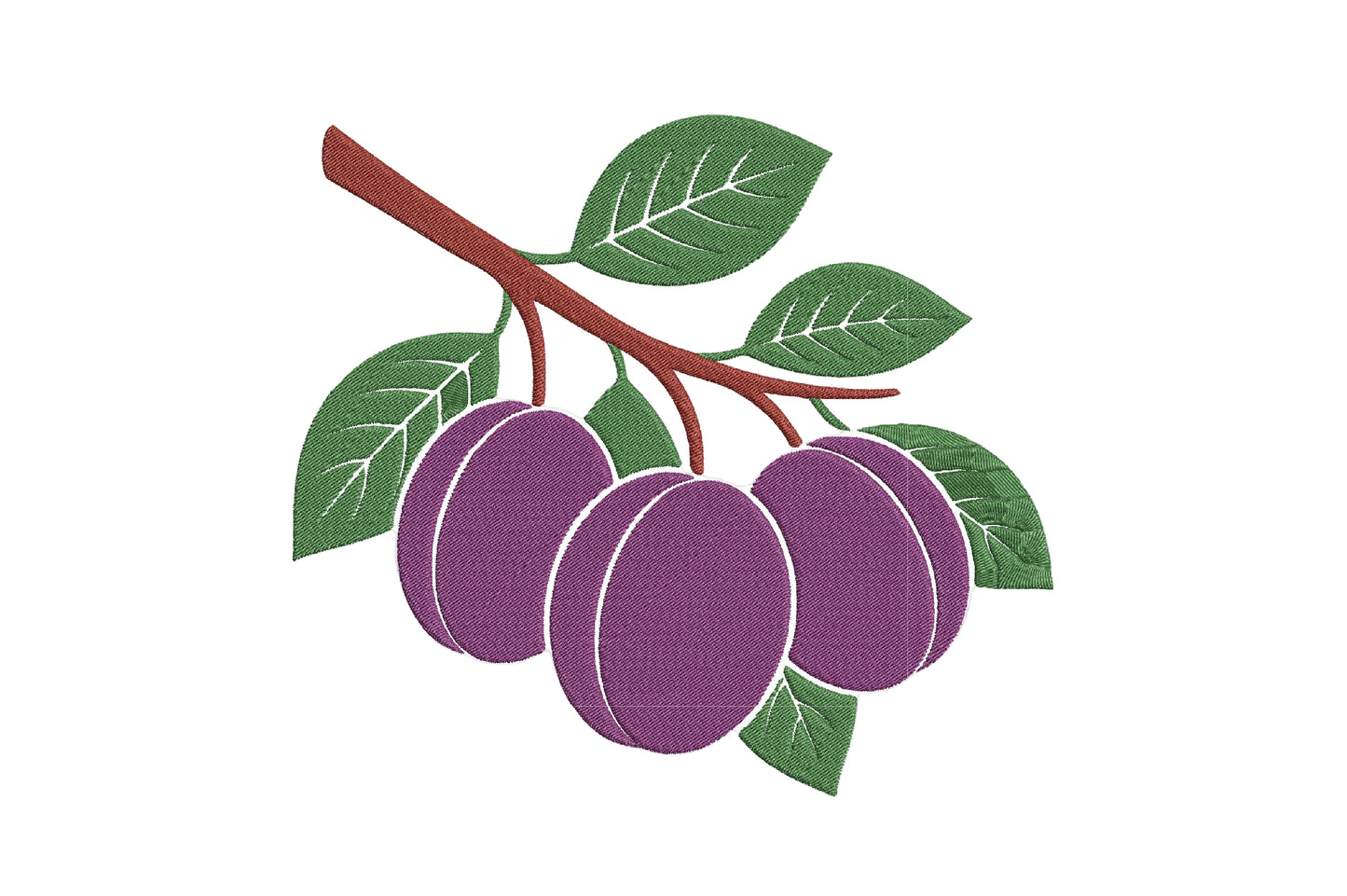 Ripe Purple Embroidery Design – Beautiful Purple Fruit Machine Embroidery Pattern, Elegant Botanical Embroidery Design