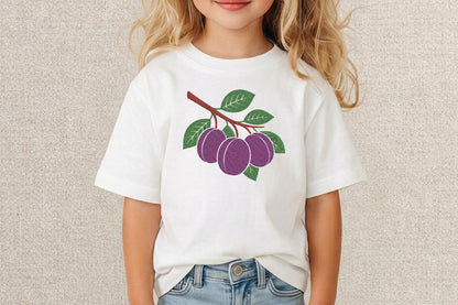 Ripe Purple Embroidery Design – Beautiful Purple Fruit Machine Embroidery Pattern, Elegant Botanical Embroidery Design