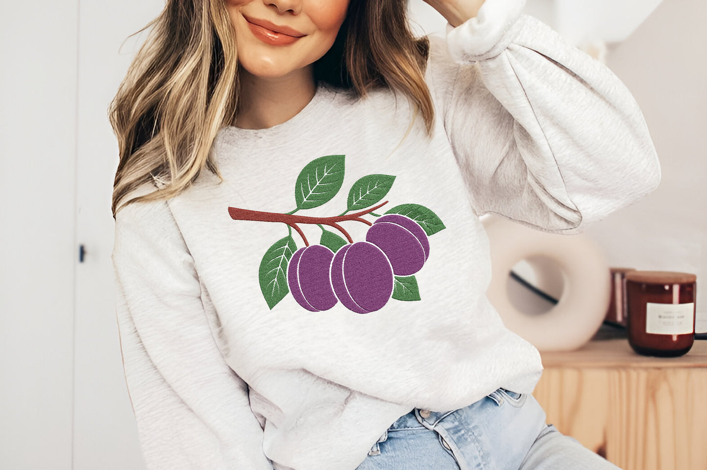 Ripe Purple Embroidery Design – Beautiful Purple Fruit Machine Embroidery Pattern, Elegant Botanical Embroidery Design