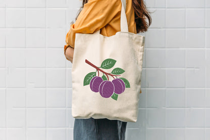Ripe Purple Embroidery Design – Beautiful Purple Fruit Machine Embroidery Pattern, Elegant Botanical Embroidery Design