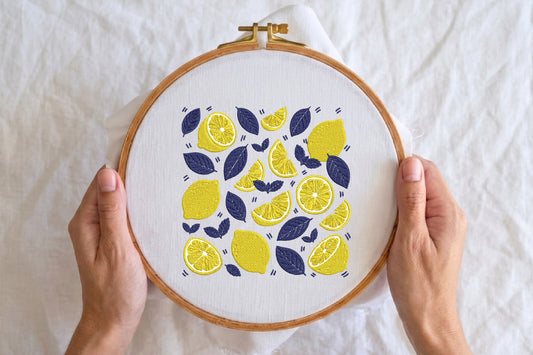 Scattered Lemon Embroidery Design – Cute Lemon Fruit Machine Embroidery Pattern, Fresh Citrus Embroidery Design