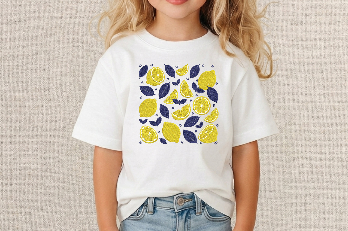 Scattered Lemon Embroidery Design – Cute Lemon Fruit Machine Embroidery Pattern, Fresh Citrus Embroidery Design