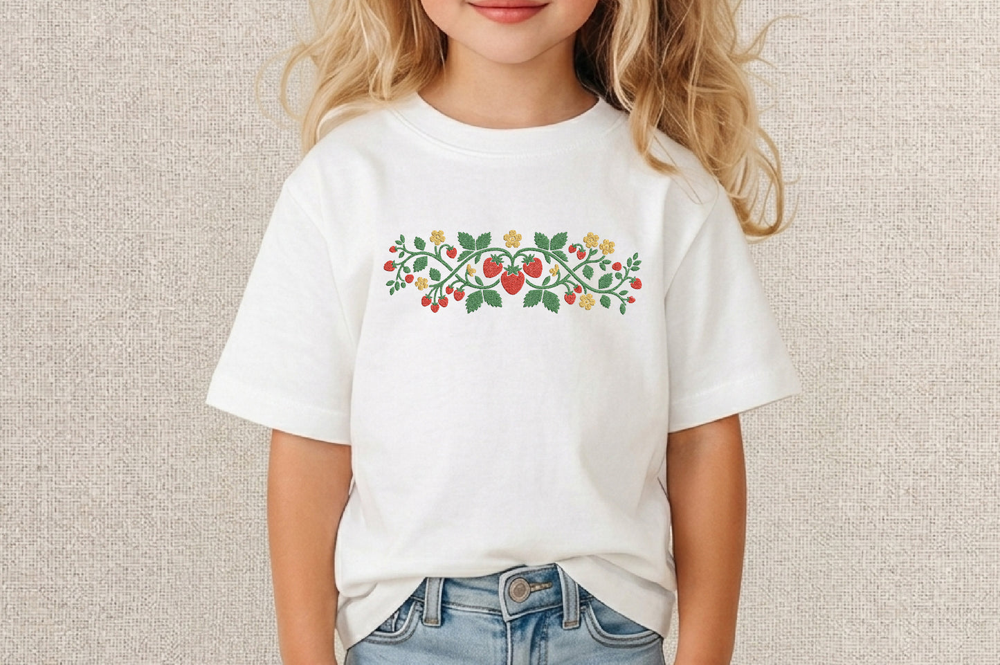 Strawberry Vine Embroidery Design – Beautiful Strawberry Plant Machine Embroidery Pattern, Cute Fruit & Botanical Embroidery Design