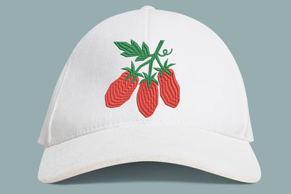Tomatoes Embroidery Design – Cute Tomato Fruit Machine Embroidery Pattern, Fresh Vegetable Garden Embroidery Design