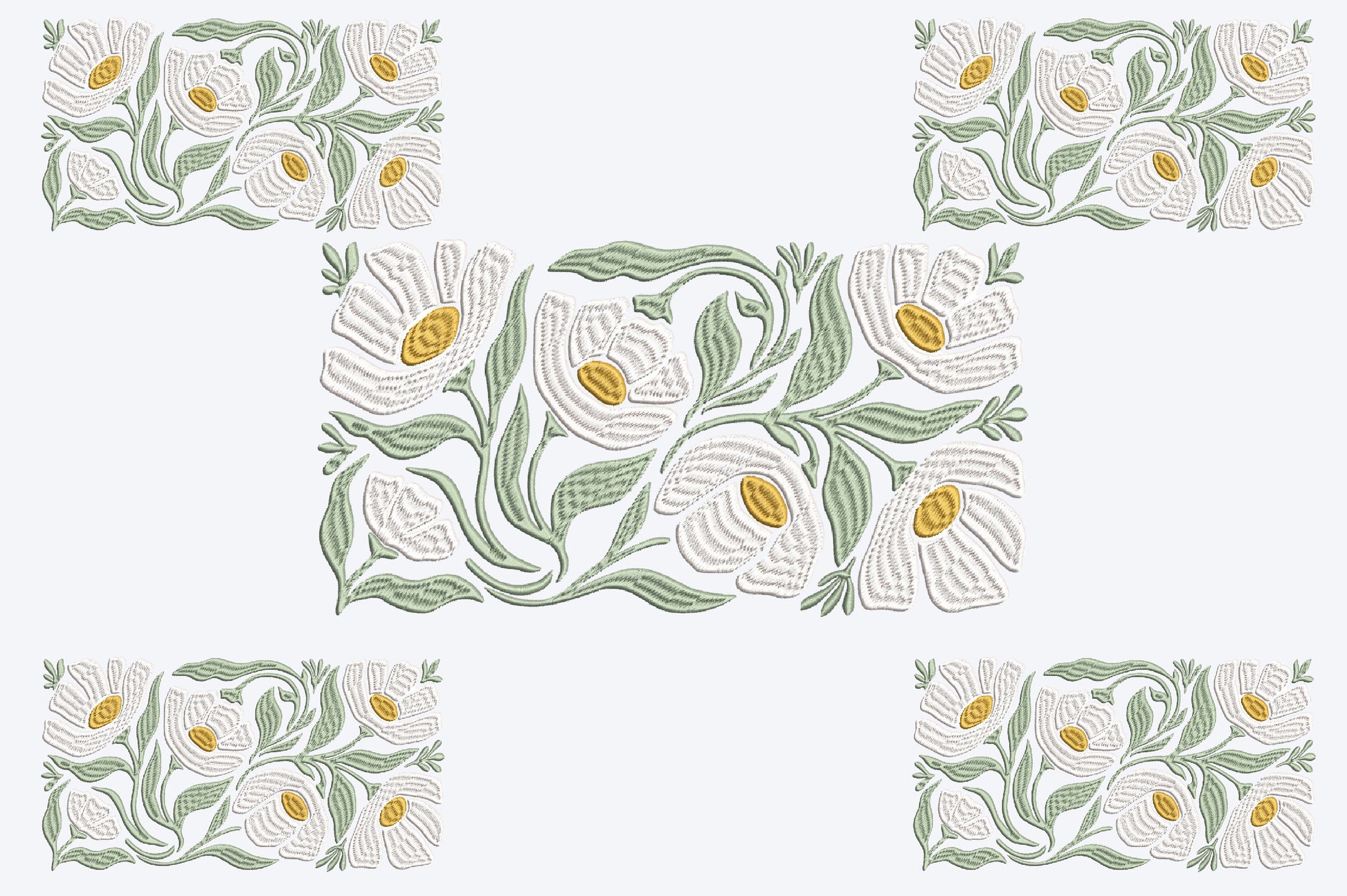 White Cosmos Flowers Embroidery Design – Beautiful White Cosmos Floral Machine Embroidery Pattern, Elegant Botanical Flower Embroidery Design
