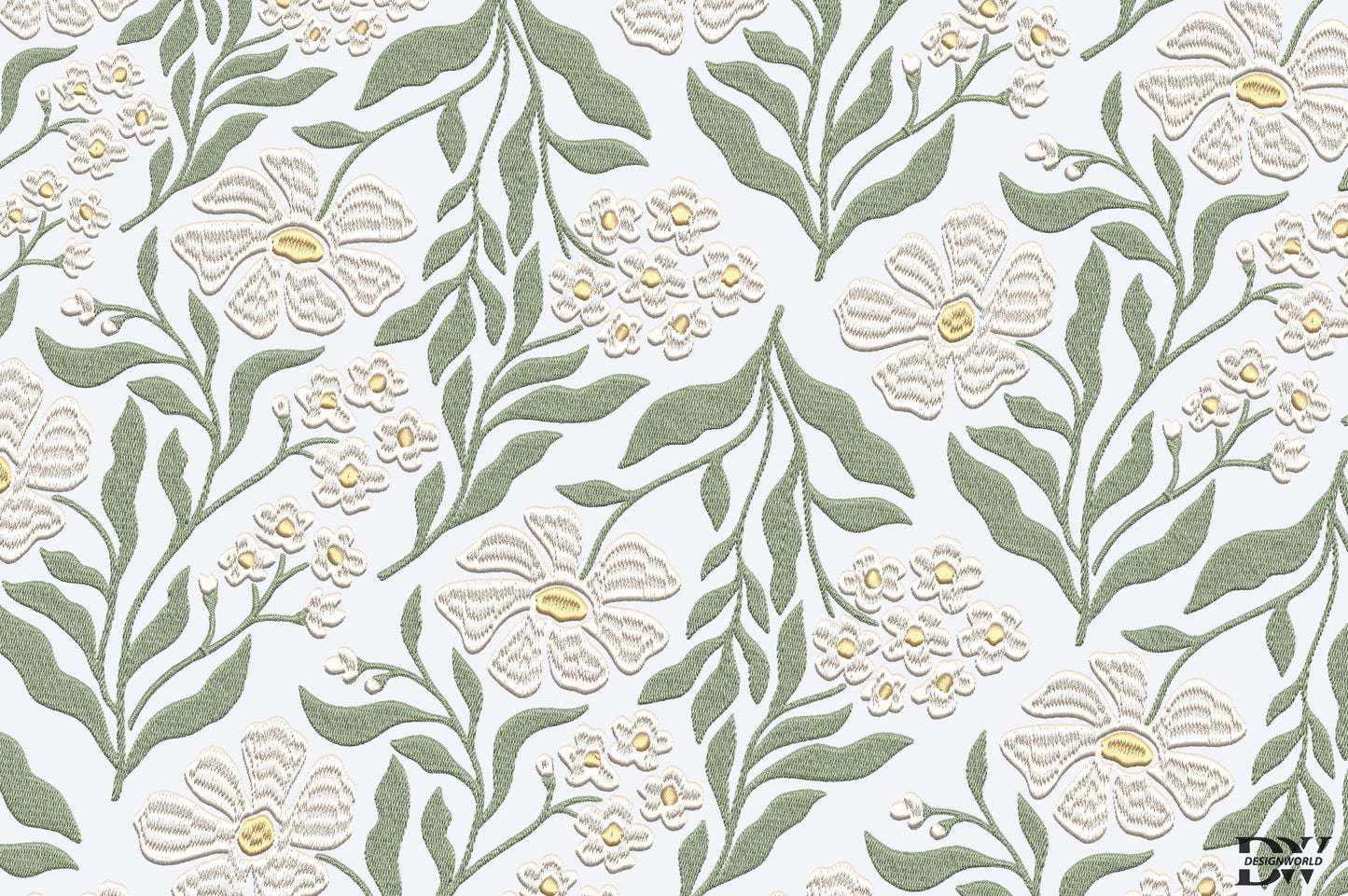 White Flowers Embroidery Design – Beautiful White Floral Machine Embroidery Pattern, Elegant Flower Embroidery Design