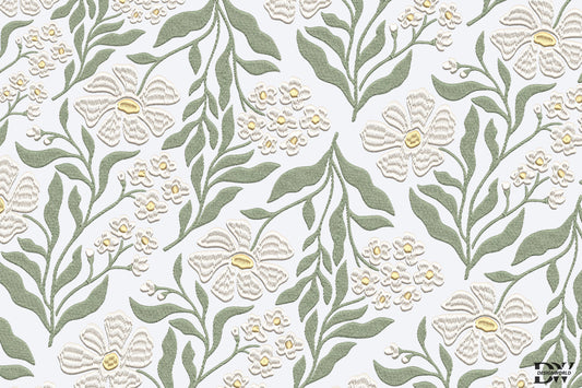 White Flowers Embroidery Design – Beautiful White Floral Machine Embroidery Pattern, Elegant Flower Embroidery Design