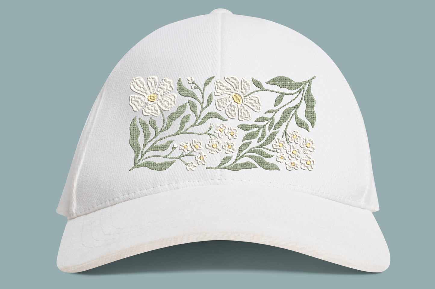 White Flowers Embroidery Design – Beautiful White Floral Machine Embroidery Pattern, Elegant Flower Embroidery Design