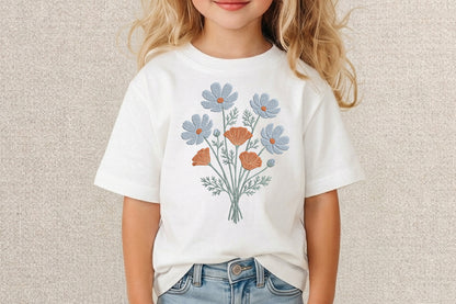 Wildflower Meadow Bouquet Embroidery Design – Beautiful Wildflower Floral Machine Embroidery Pattern, Elegant Botanical Bouquet Embroidery Design