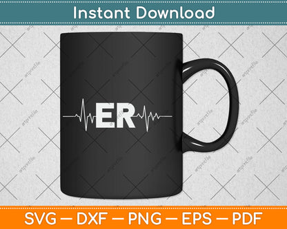 Emergency ER Heartbeat First Responder Medical Worker Svg Digital Cutting File