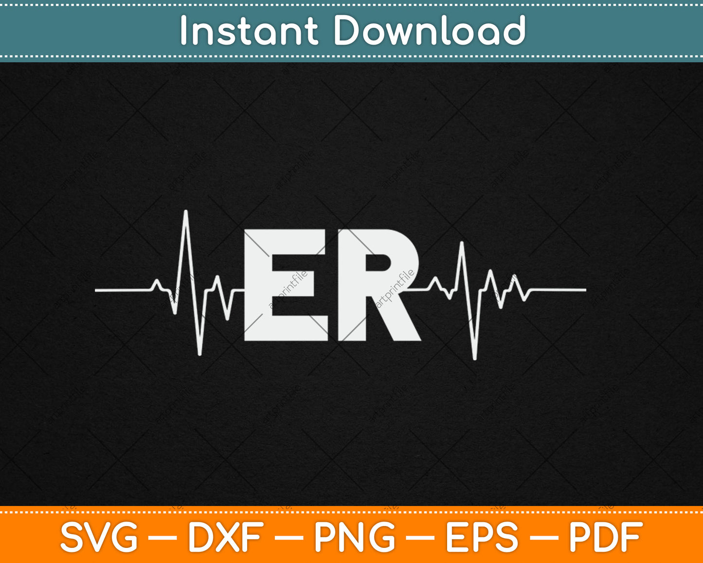 Emergency ER Heartbeat First Responder Medical Worker Svg Digital Cutting File