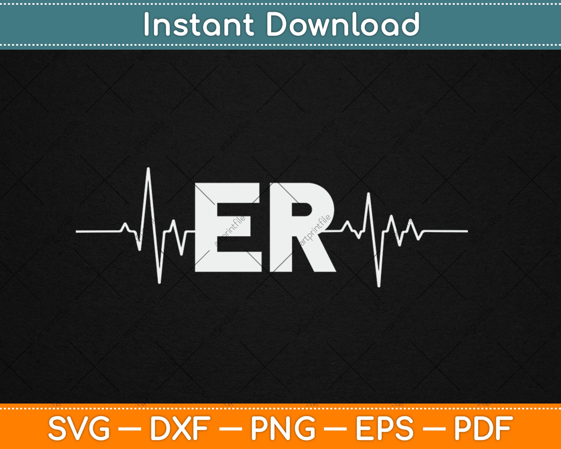 Emergency ER Heartbeat First Responder Medical Worker Svg Digital Cutting File