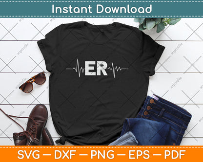Emergency ER Heartbeat First Responder Medical Worker Svg Digital Cutting File