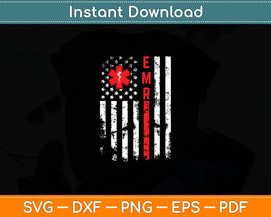 Emergency Medical Responder US Flag EMR Ambulance Driver Svg Digital Cutting File
