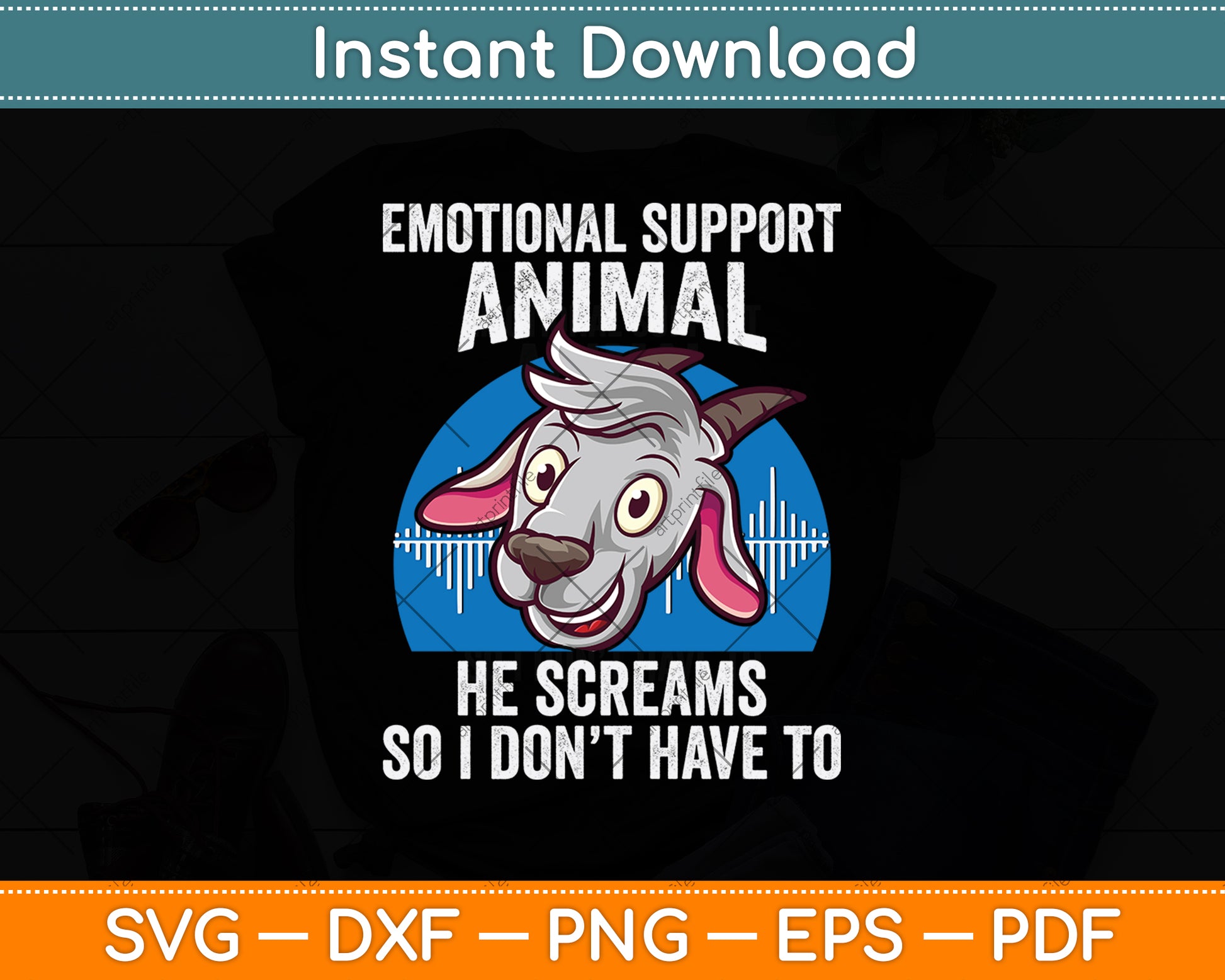 Emotional Support Animal He Screams So I Don't Have To Svg Digital Cutting File