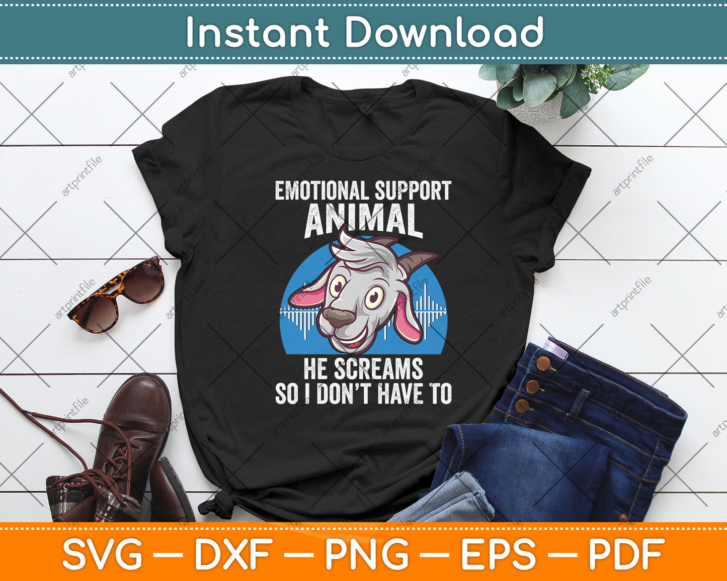 Emotional Support Animal He Screams So I Don't Have To Svg Digital Cutting File