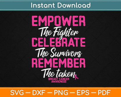 Empower The Fighter Celebrate The Survivors Breast Cancer Svg Digital Cutting File
