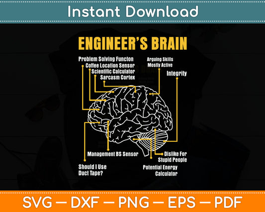 Engineer's Brain - Funny Sarcastic Engineering Gift Svg Digital Cutting File