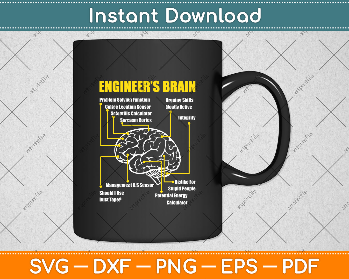 Engineer's Brain - Funny Sarcastic Engineering Svg Digital Cutting File