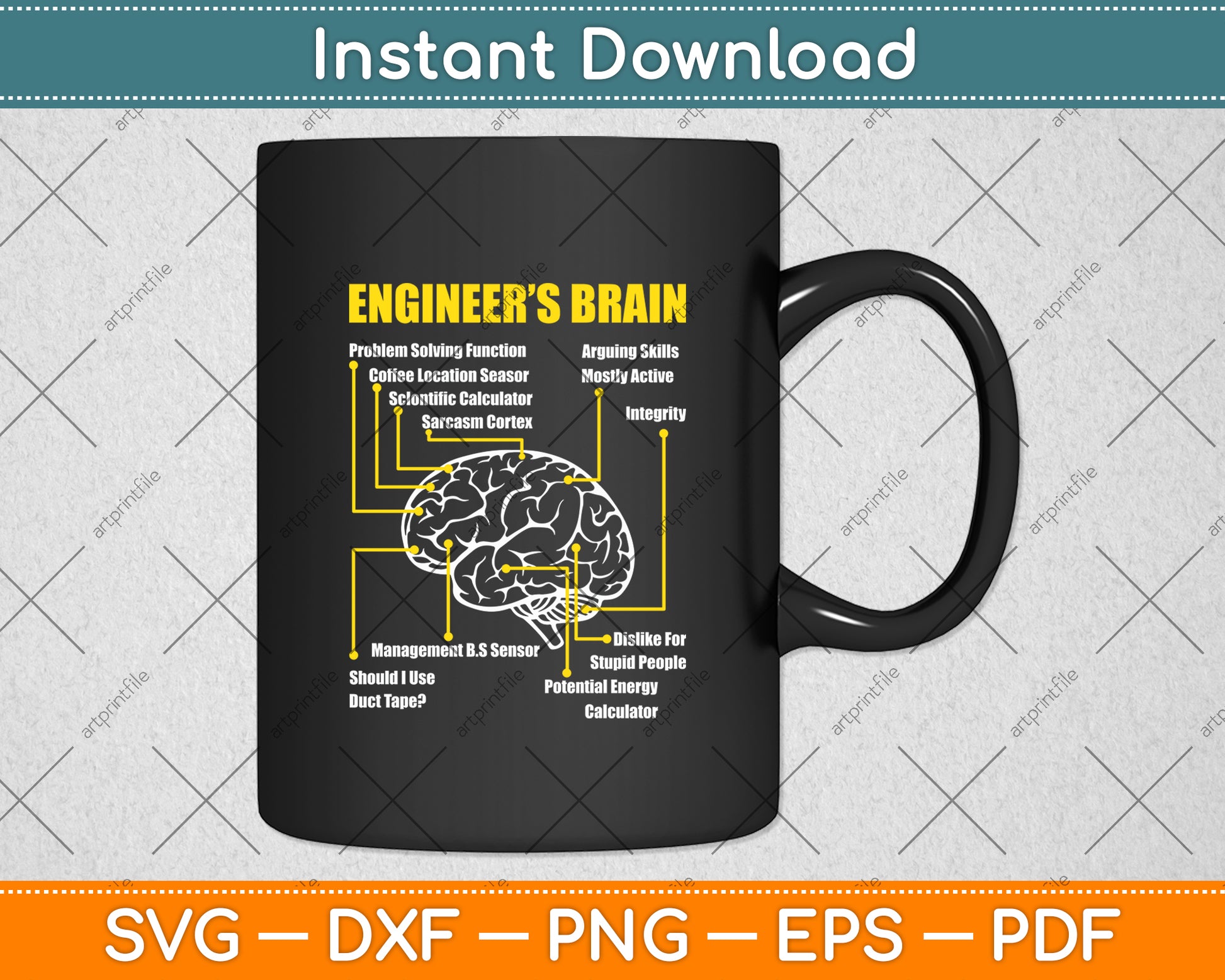 Engineer's Brain - Funny Sarcastic Engineering Svg Digital Cutting File