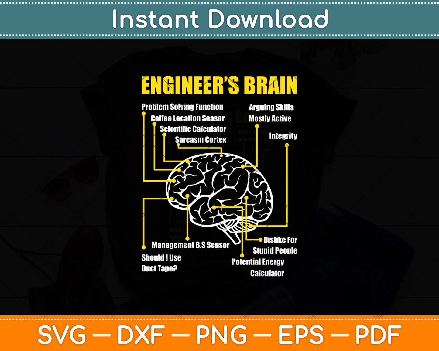 Engineer's Brain - Funny Sarcastic Engineering Svg Digital Cutting File