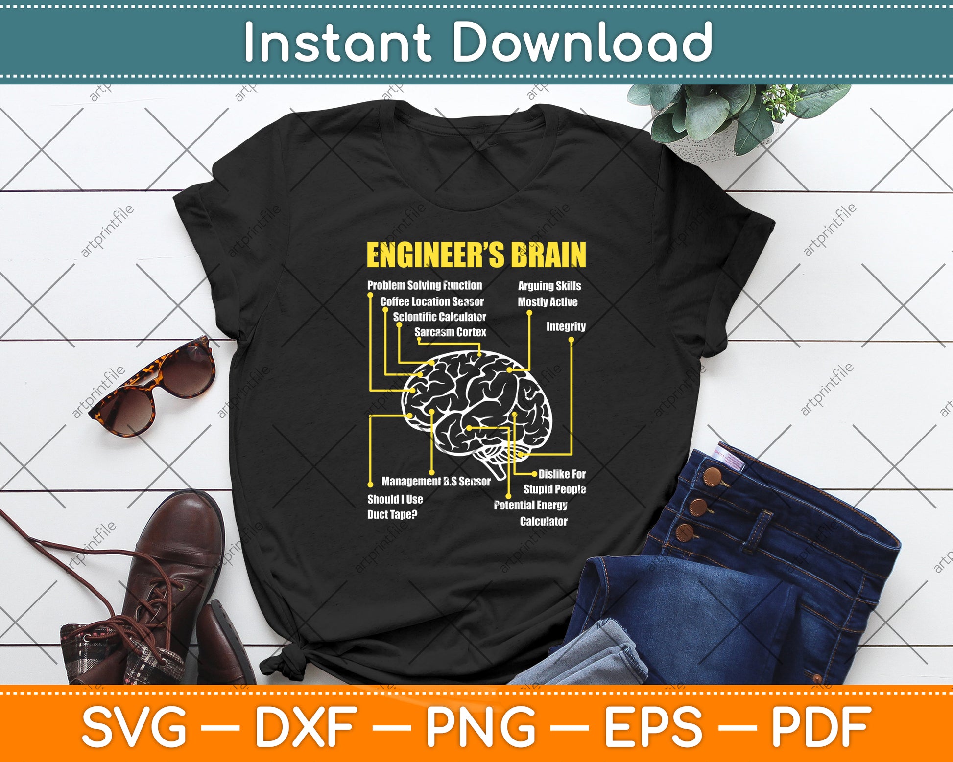 Engineer's Brain - Funny Sarcastic Engineering Svg Digital Cutting File