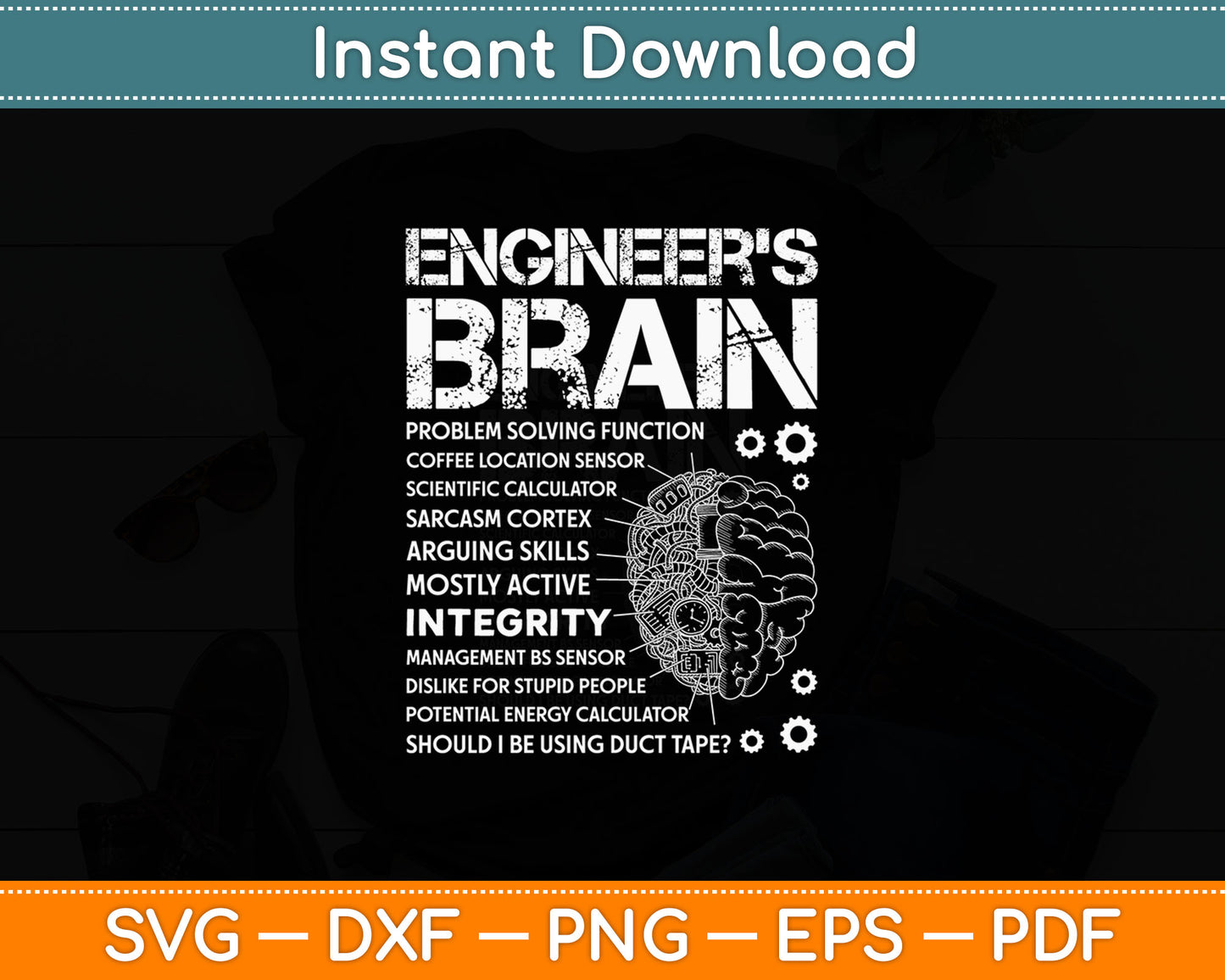 Engineer's Brain Funny Process Engineer Svg Digital Cutting File