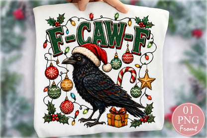 F Caw F Christmas Crow Santa Hat PNG Sublimation Design