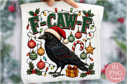 F Caw F Christmas Crow Santa Hat PNG Sublimation Design