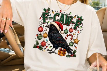 F Caw F Christmas Crow Santa Hat PNG Sublimation Design