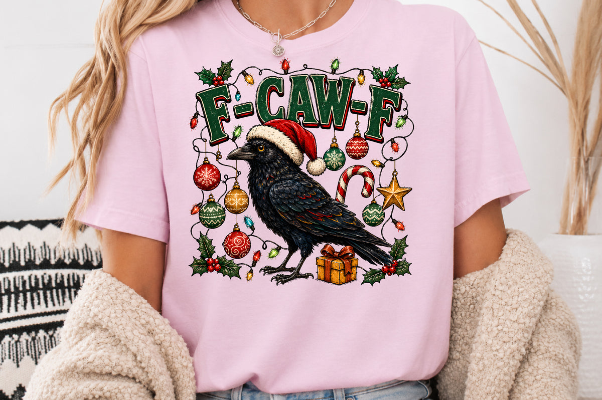 F Caw F Christmas Crow Santa Hat PNG Sublimation Design