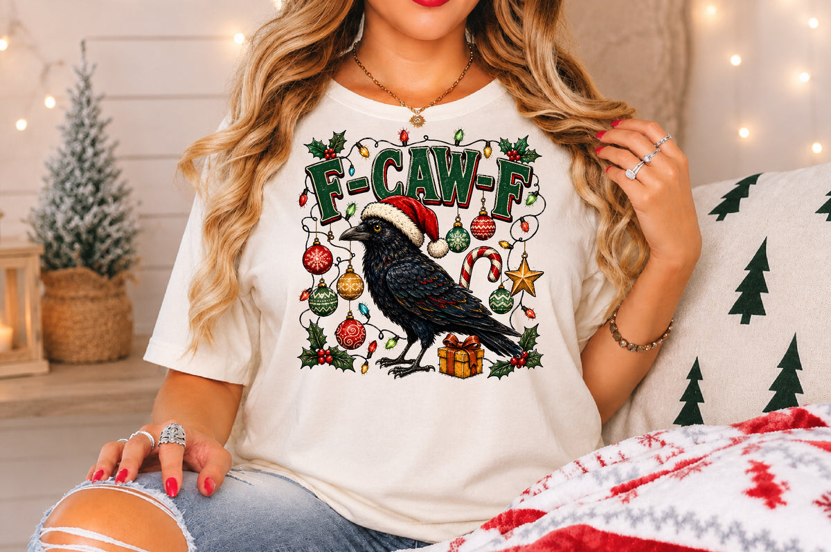 F Caw F Christmas Crow Santa Hat PNG Sublimation Design