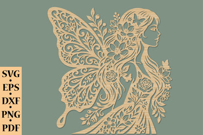 Fairy Butterfly Floral SVG Cut File