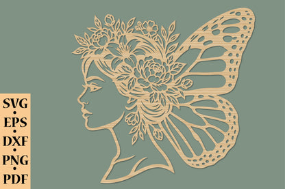 Fairy Butterfly Floral SVG Cut File