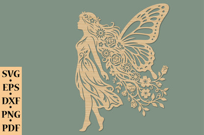 Floral Butterfly Fairy Laser Cut SVG