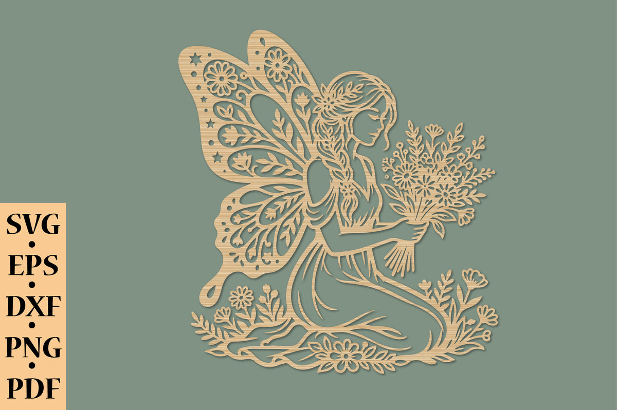 Floral Fairy With Flower Bouquet SVG