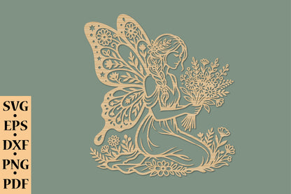 Floral Fairy With Flower Bouquet SVG