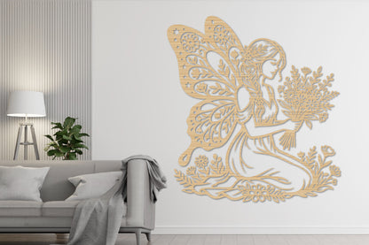 Floral Fairy With Flower Bouquet SVG