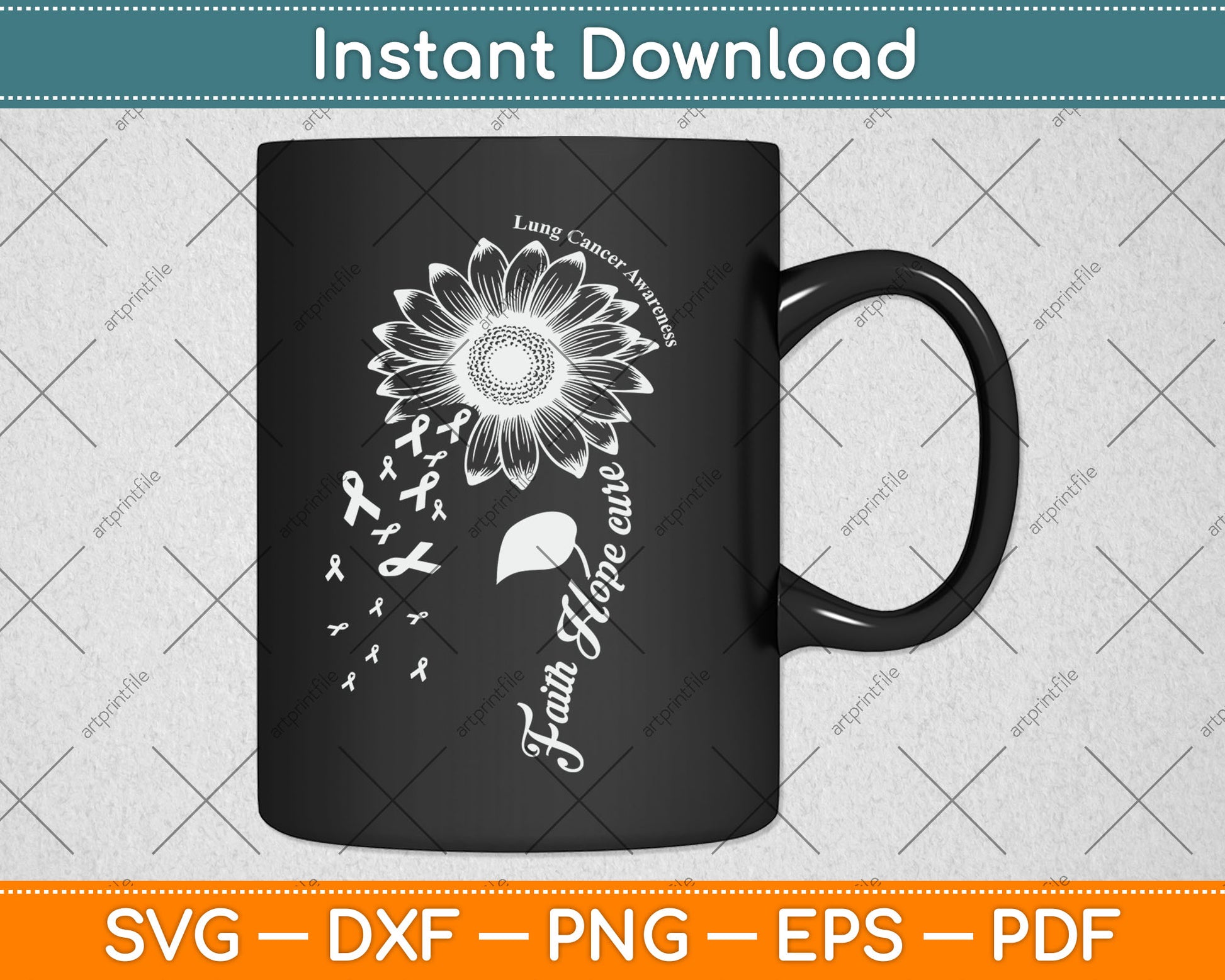 Faith Hope Cure sunflower Lung Cancer Awareness Svg Digital Cutting File