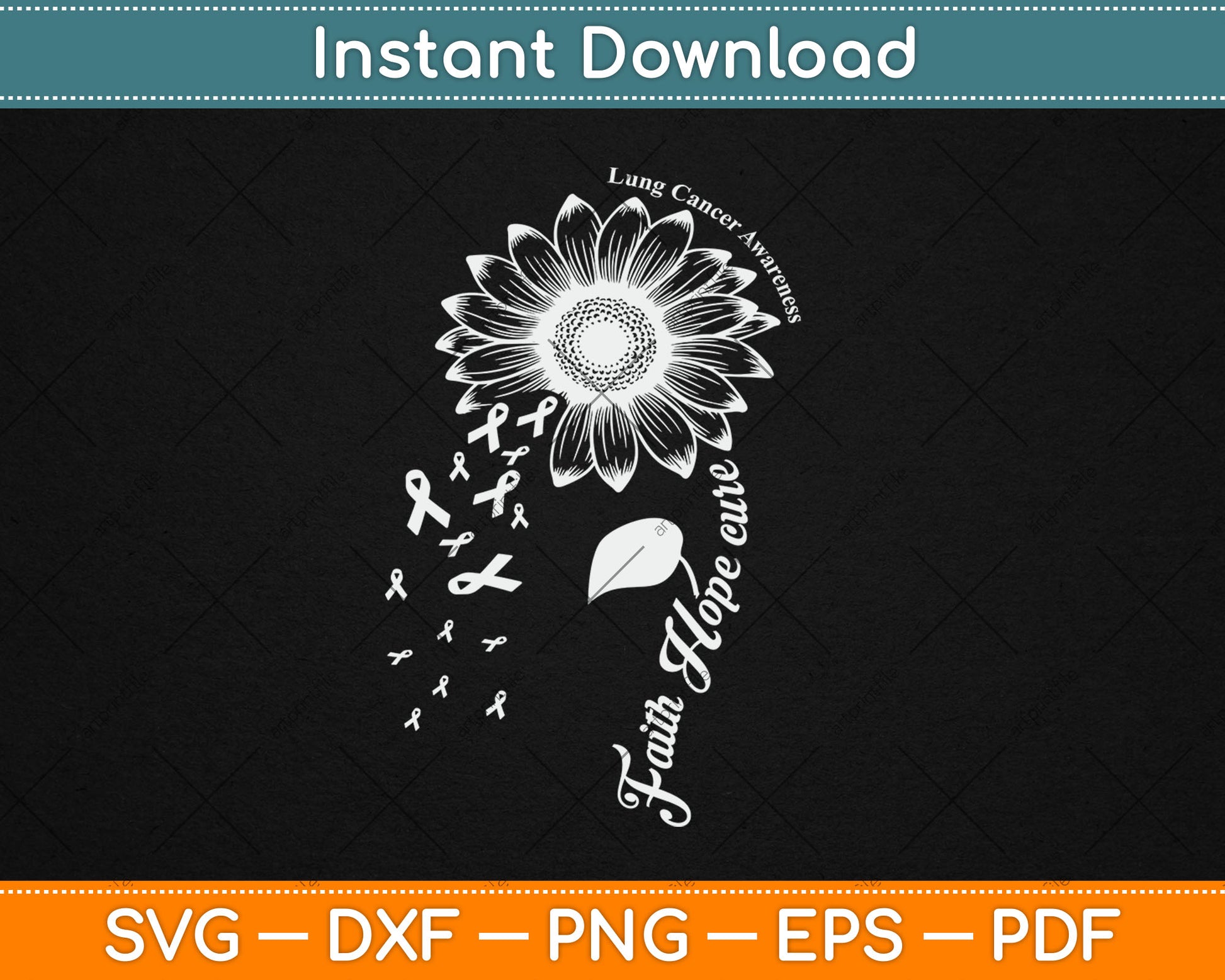 Faith Hope Cure sunflower Lung Cancer Awareness Svg Digital Cutting File