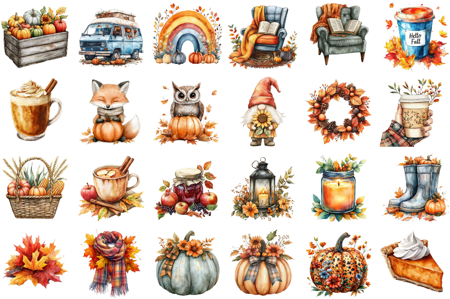 Fall Autumn Sublimation PNG Bundle Cozy Seasonal Clipart