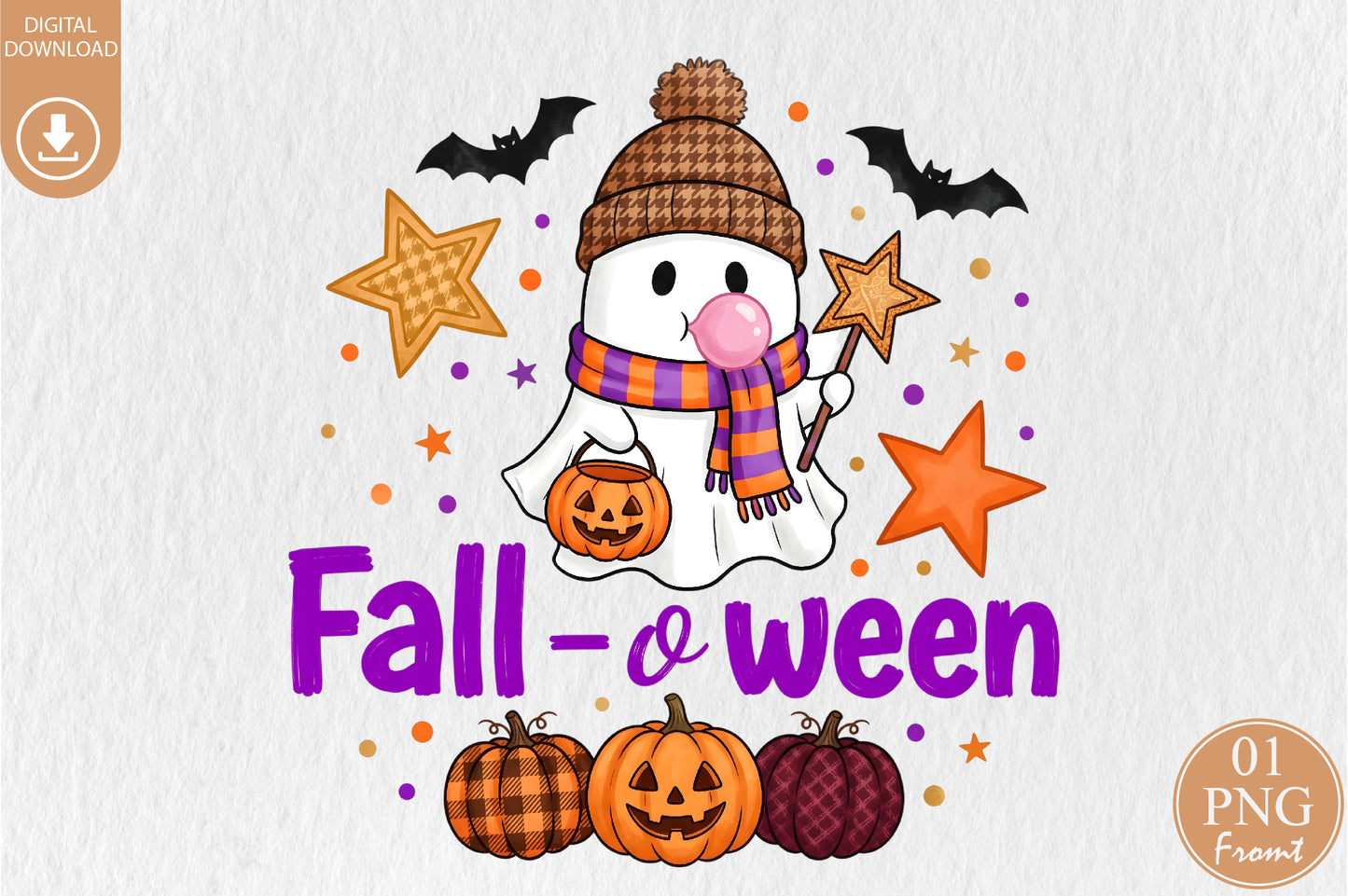 Fall Cute Ghost PNG Fall Queen Spooky Season Halloween Sublimation Design